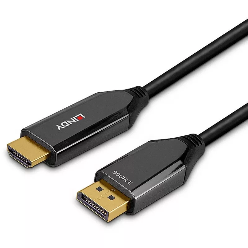 Lindy 3m Active DisplayPort 1.4 to HDMI 8K60 Cable, 3 m, DisplayPort, HDMI, Male, Male, Straight