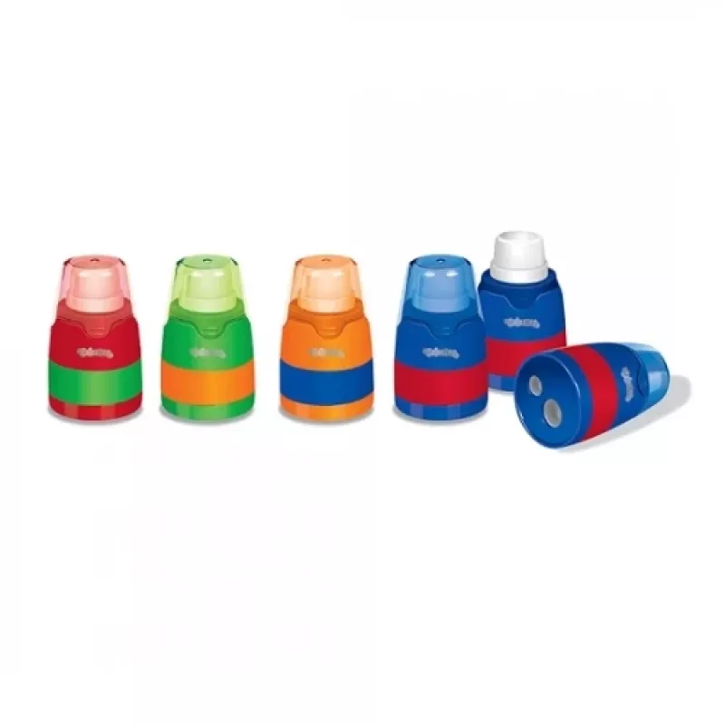 Pencil sharpener colorino 65269PTR 2in1 with eraser — dual-hole manual sharpener with integrated eraser