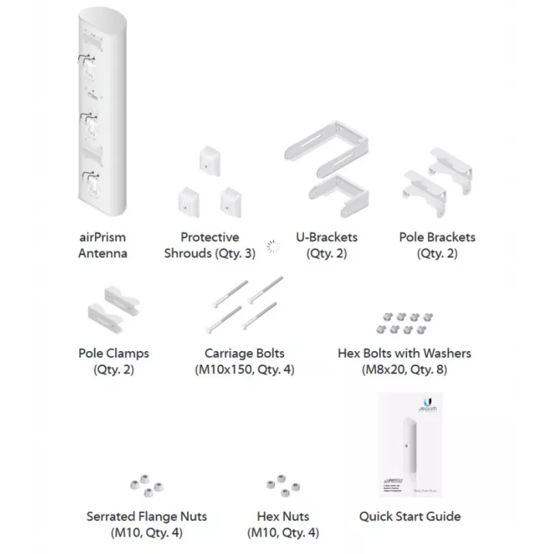Ubiquiti AP-5AC-90-HD sector antenna airPrism, 5GHz, 22dBi, 2x2 MIMO, 90° (3x 30°), for Rocket 5AC-PRISM