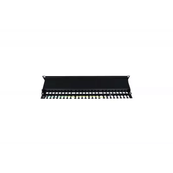 Patch Panel 19 24 Ports, CAT6, S / FTP, 1U, Cable Support, Black (complete)