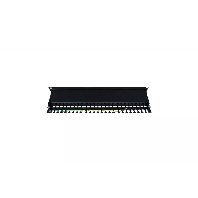Patch Panel 19 24 Ports, CAT6, S / FTP, 1U, Cable Support, Black (complete)