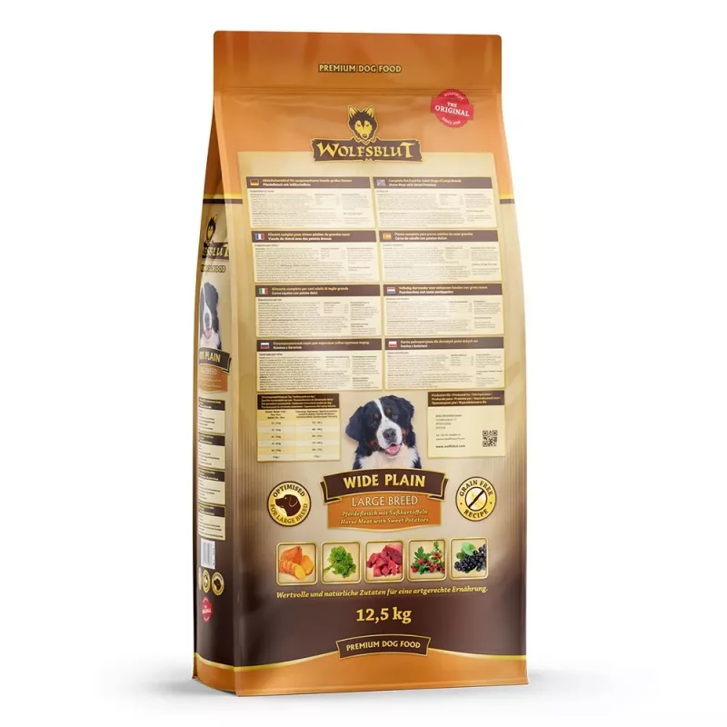 Dry dog food Wolfsblut Wide Plain Large Breed — Horse & Sweet Potatoes, 12.5 kg, 24% protein, 10% fat