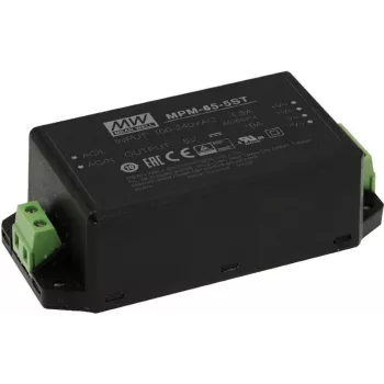 Power adapter MEAN WELL MPM-65-24ST 65 W indoor 24 V black, input 80–264 V, 2xMOPP, EN/UL 60601