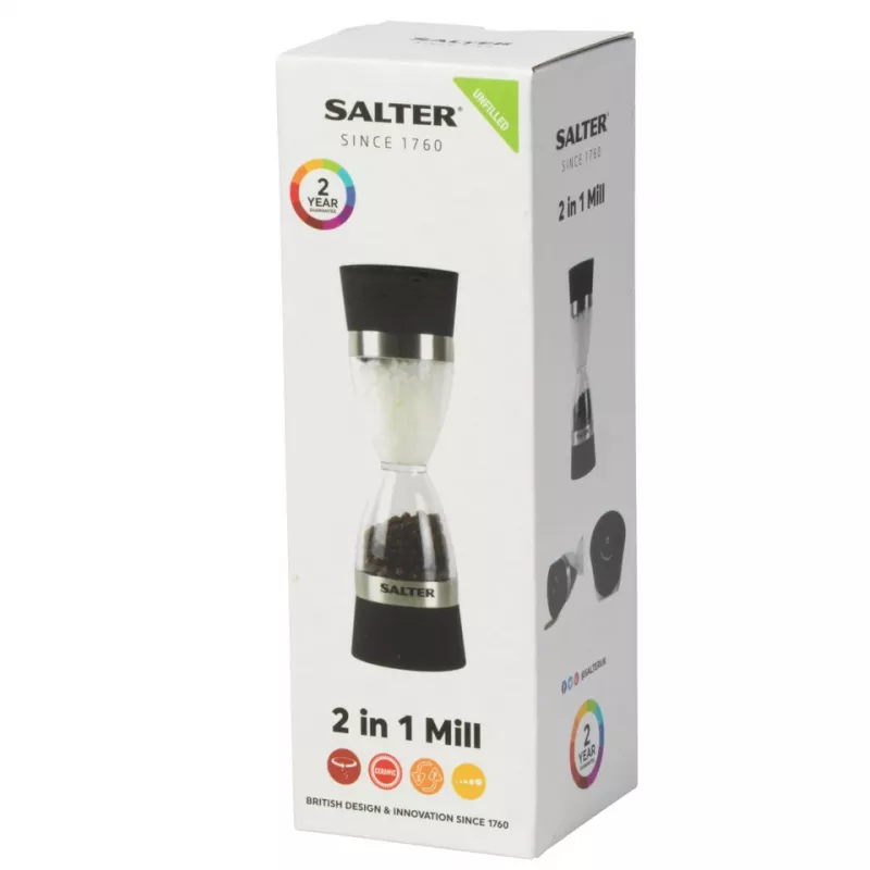 Mechanical Salt & Pepper Mill Salter 7611 BKXRUP1 2-in-1 adjustable grind settings stainless steel