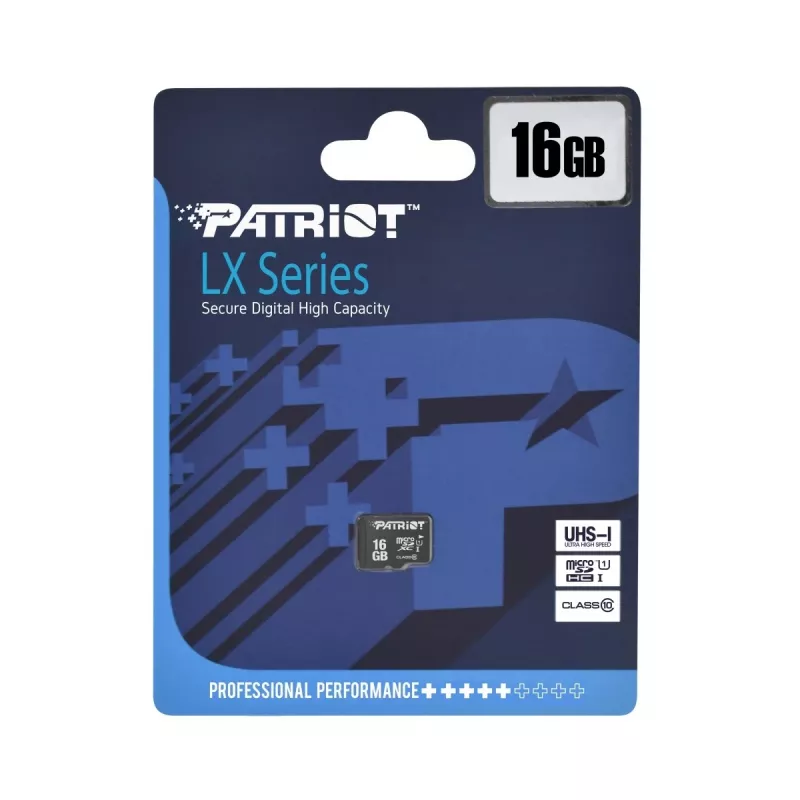MicroSDHC memory card PATRIOT PSF16GMDC10 — 16 GB, Class 10, UHS-I (U1), 80 MB/s, black