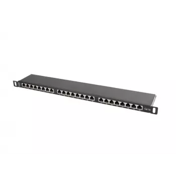 Lanberg PPS5-0024-B 24-Port CAT5e Shielded Patch Panel 0.5U 19 inch Rack Mount Black