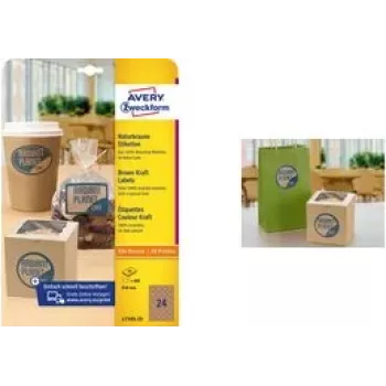 AVERY Round Labels L7105-25 40 mm Kraft Paper 100% – pack of 25 sheets