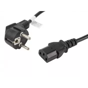 Power cable LANBERG CA-C13C-11CC-0018-BK — 1.8 m, C13 coupler to CEE7/7, angled C13