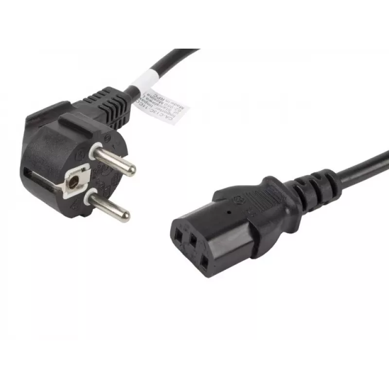 Power cable LANBERG CA-C13C-11CC-0018-BK — 1.8 m, C13 coupler to CEE7/7, angled C13