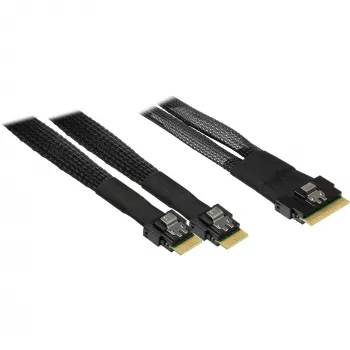 INTER-TECH cable SFF-8654-8i to 2× SFF-8654-4i, 70 cm internal split cable