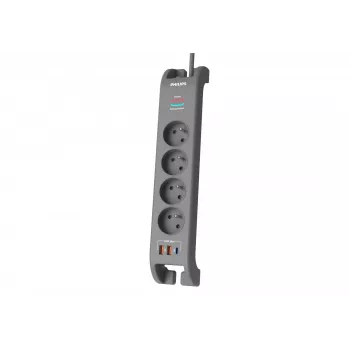 Power strip surge protector Philips 4-socket 2 m cable 3×US