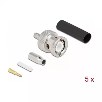 BNC crimp plug DELOCK 90013 for RG-174 / RG-316 with heat-shrink sleeve, male BNC, 14.5×23.5×14.5 mm, pack of 5