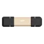 USB flash drive Silicon Power DS72 1 TB, USB 3.2 Gen 2, Type-A and Type-C, aluminium/rubber cap, gold