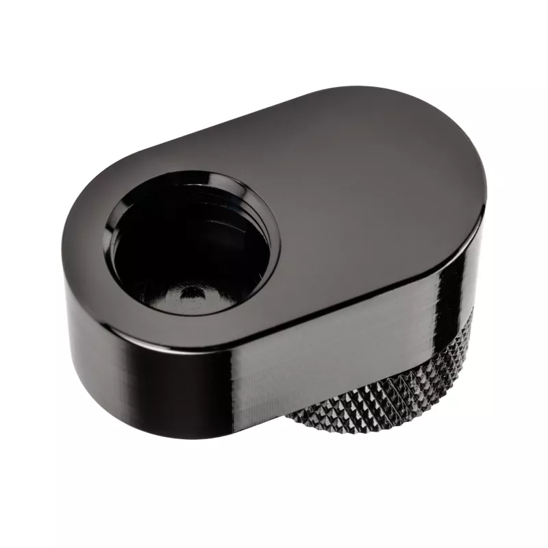 XSPC Rotary 14mm Offset G1/4 Fitting, Chrome Black - angled rotary connector for water cooling
