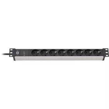Brennenstuhl 1390007308 - 2 m - 8 AC-Outputs - Indoor - IP20 - Aluminium - Plastic - Black - Silver