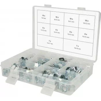 Hose clamp set ks tools 970.0770 — mini clamps 78-piece, size range 7–18 mm