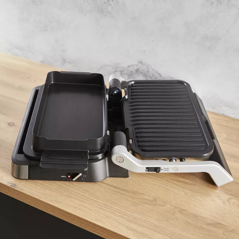 Electric contact grill Tefal OptiGrill+ XL stainless steel — large capacity, automatic cooking programs