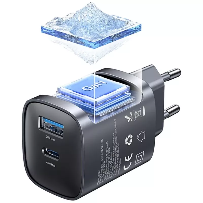 Charger T66 45W CC290 GaN Fast charge silver