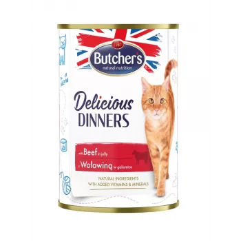 Wet cat food butcher's Delicious Dinners 400 g — Beef, Grain‑free, Adult