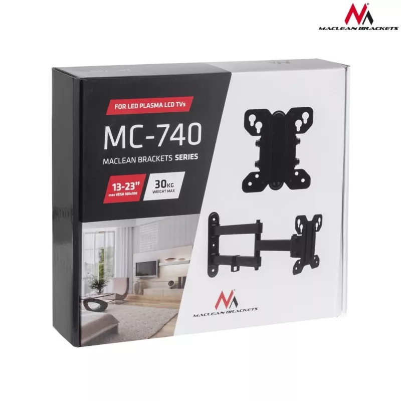 TV wall mount MACLEAN MC-740 for 13–23 inch screens, VESA up to 100x100, load capacity 30 kg