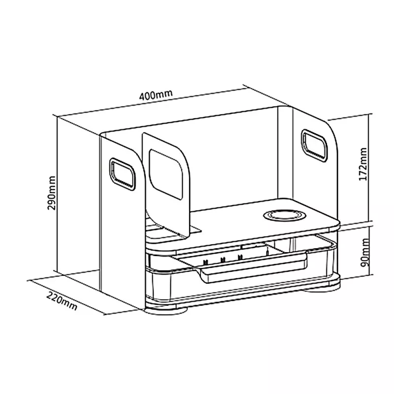 Desk organizer with drawer and wireless charger Ergo Office, white, max. 10kg, ER-441