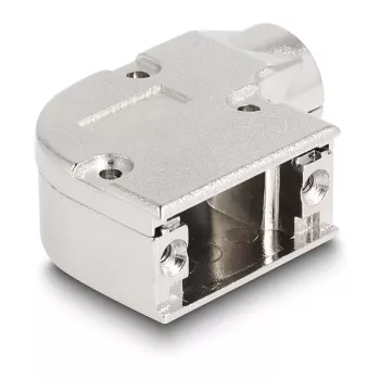 Cable boot DELOCK D-Sub housing for 9‑pin male/female with metal bracket 90° angled, silver, 33×47×16 mm