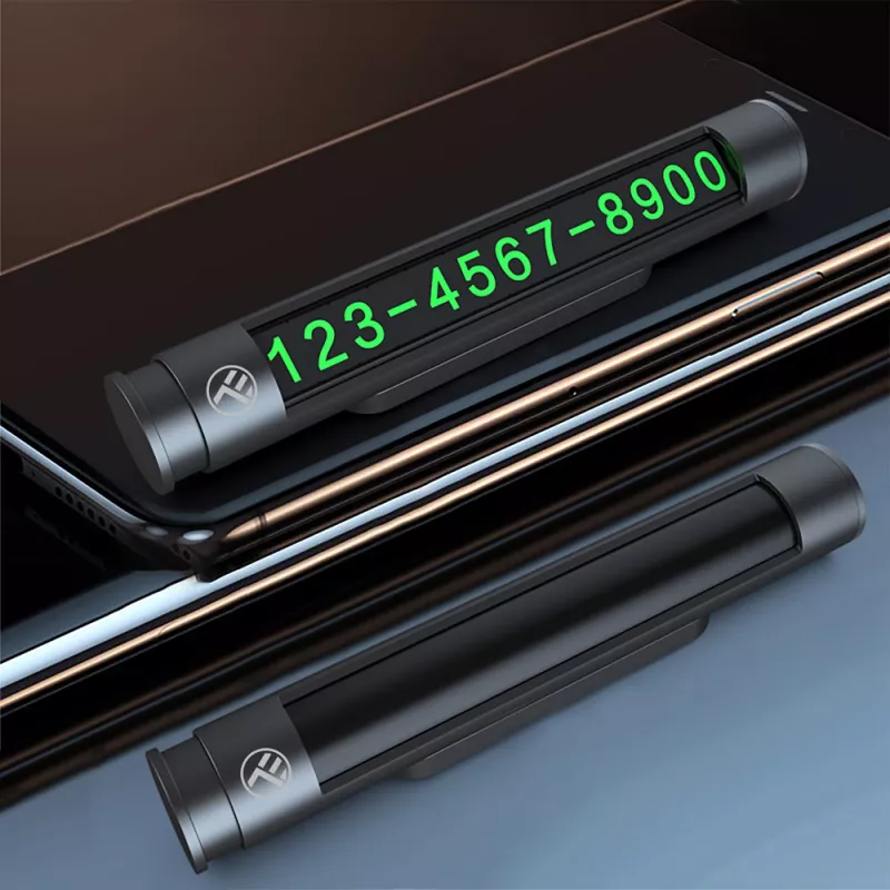 Temporary Car Parking Card Tellur TLL171251 — metallic black, displays two phone numbers