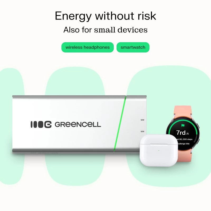 Portable battery Green Cell BPLGC20P 20800 mAh Lithium‑Ion, USB‑C PD 65W, 2x USB‑C + 1x USB‑A, aluminium housing
