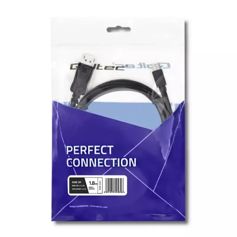 DisplayPort cable Qoltec 50434 1.8 m Mini DisplayPort Black