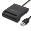 ID card scanner QOLTEC Smart chip ID card scanner — USB, black, 84.5×65×16 mm, 63 g