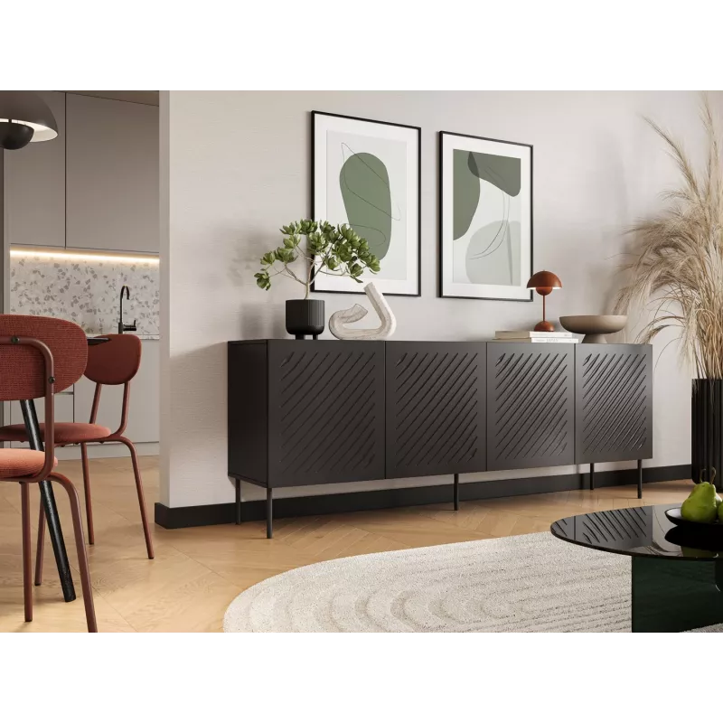 SIENA chest of drawers 200x40x75 matte black