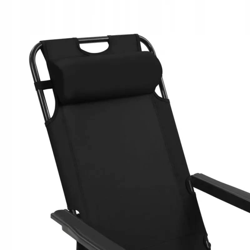 Black Forest Folding Garden Lounge Chair with Cushion, Black