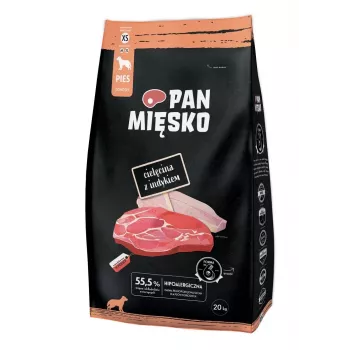 Dry dog food Pan Miesko Veal with Turkey XS 20 kg — for Adult Small Breeds, 30% Protein, 20% Fat