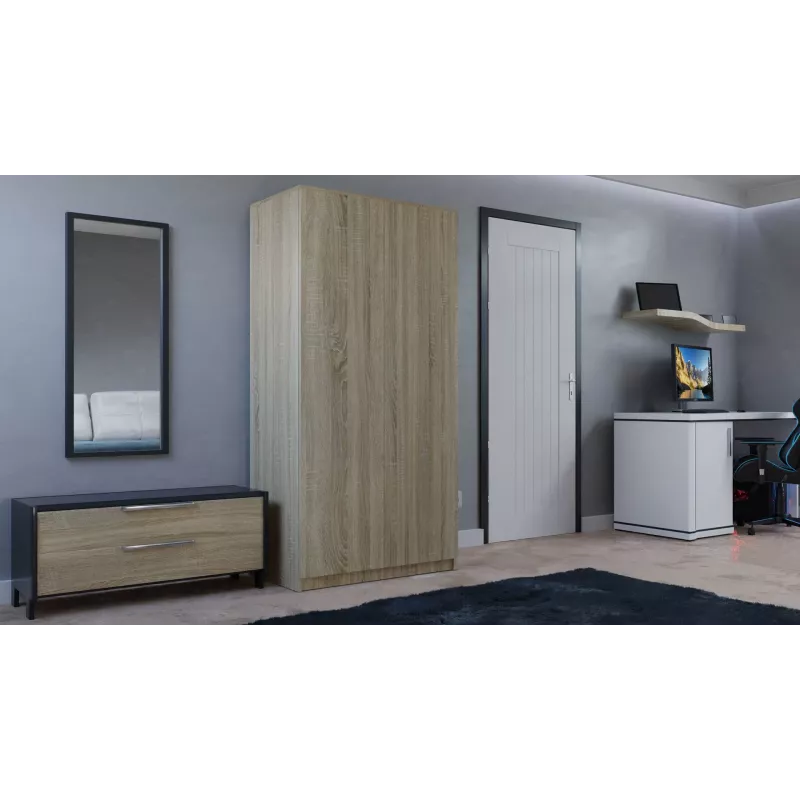 Wardrobe Top E Shop SD-90 SON KPL, Oak frame, 7 shelves, 2 doors