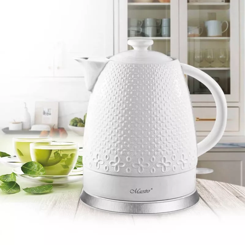 Electric kettle Maestro MR-073 1.5 L 1500 W white, lever control, water level indicator