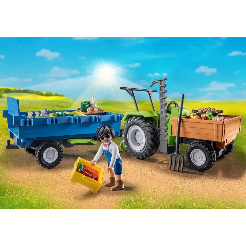 Playmobil Harvester Tractor with Trailer - Pretend Play & Imaginative Play for Ages 6 to 9 - Fat Brain Toys