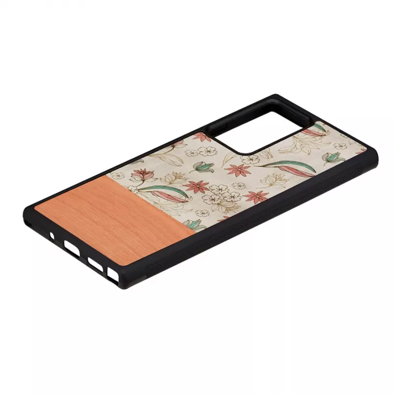 Protective phone case man and wood for Samsung Galaxy Note 20 Ultra — Pink Flower on Black