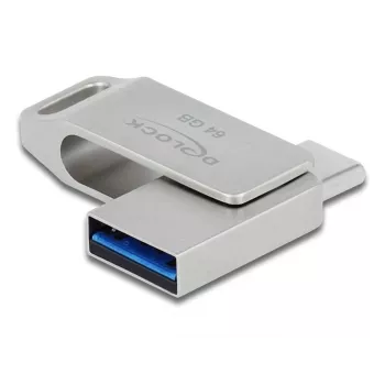 USB Flash Drive DeLOCK 64GB USB-C Type-A Swivel Metal Housing