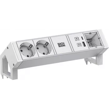 Power strip Bachmann DESK2 ALU WHITE 937.413 with 2x USB ports