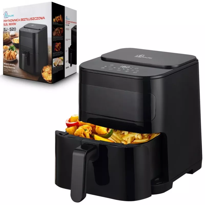 Extralink HOME AIR 5.2L EU SJ-520 fryer Single 1600 W Hot air fryer Black
