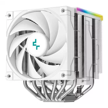 Air cooler DeepCool AK620 Digital SE White — dual 120 mm fans, 6 heat pipes, PWM, LGA 1700 support, built-in display
