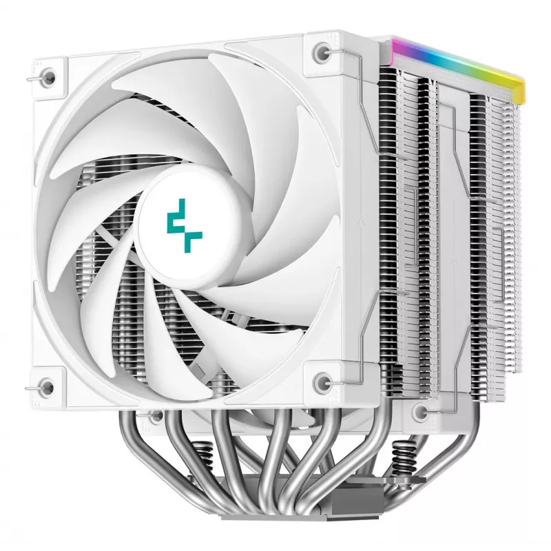 Air cooler DeepCool AK620 Digital SE White — dual 120 mm fans, 6 heat pipes, PWM, LGA 1700 support, built-in display