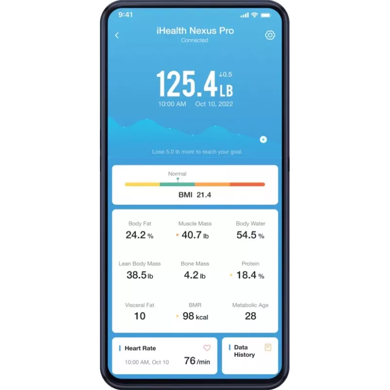 Body composition scale iHEALTH Nexus Pro HS2SPRO — wireless, max weight 181 kg, BMI measurement, black