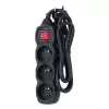 Power extension cord ESPERANZA ELK210K — 1.5 m cable, 3 Type E AC outlets, angled plug, indoor, black