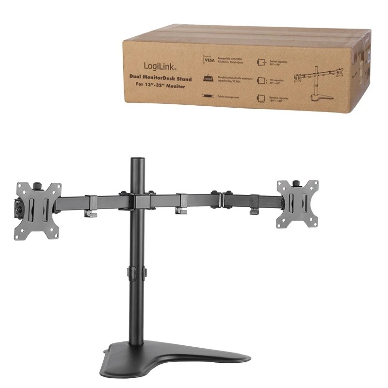 Monitor mount LogiLink BP0045 81.3 cm (32 inch) Desk Black Stainless steel