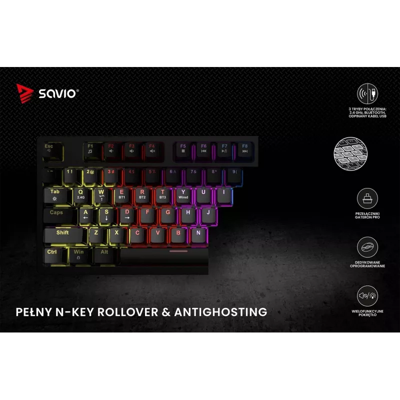 Savio Phenix SAVGK-RED Keyboard Gaming USB RF Wireless Bluetooth QWERTY