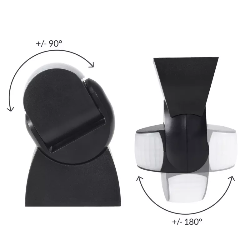 Passive infrared (PIR) motion detector MACLEAN MCE201B — wired wall sensor, 12 m range, black