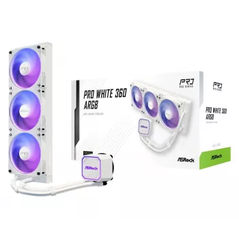 CPU cooler ASROCK Pro 360 ARGB White – 360mm AIO liquid cooler, ARGB lighting, white finish