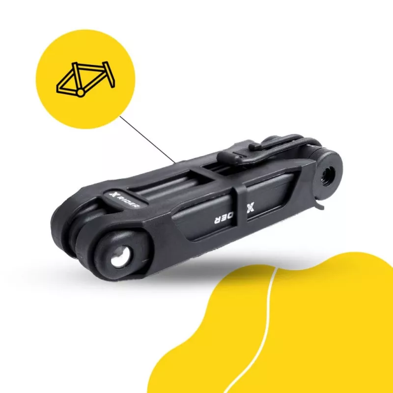 Folding bike lock MANTA XR00FL01 — segmented design for frame mounting