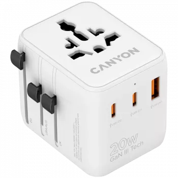 CANYON Travel Adapter OnTour 20 EU/UK/US/AUS 20W White